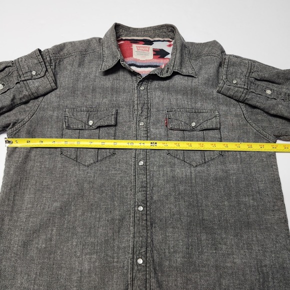Levi's Fleece Lined Western Shirt Jacket Gray Aztec Shacket L - Picture 8 of 9